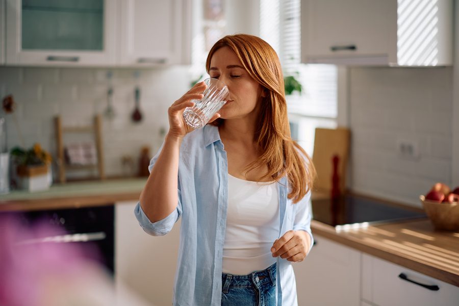 a women drinking water